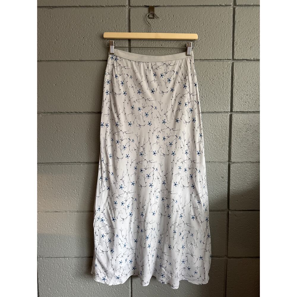 Vintage Y2K Women's Blue Floral Midi Skirt Cottagecore Prairie Boho size PS